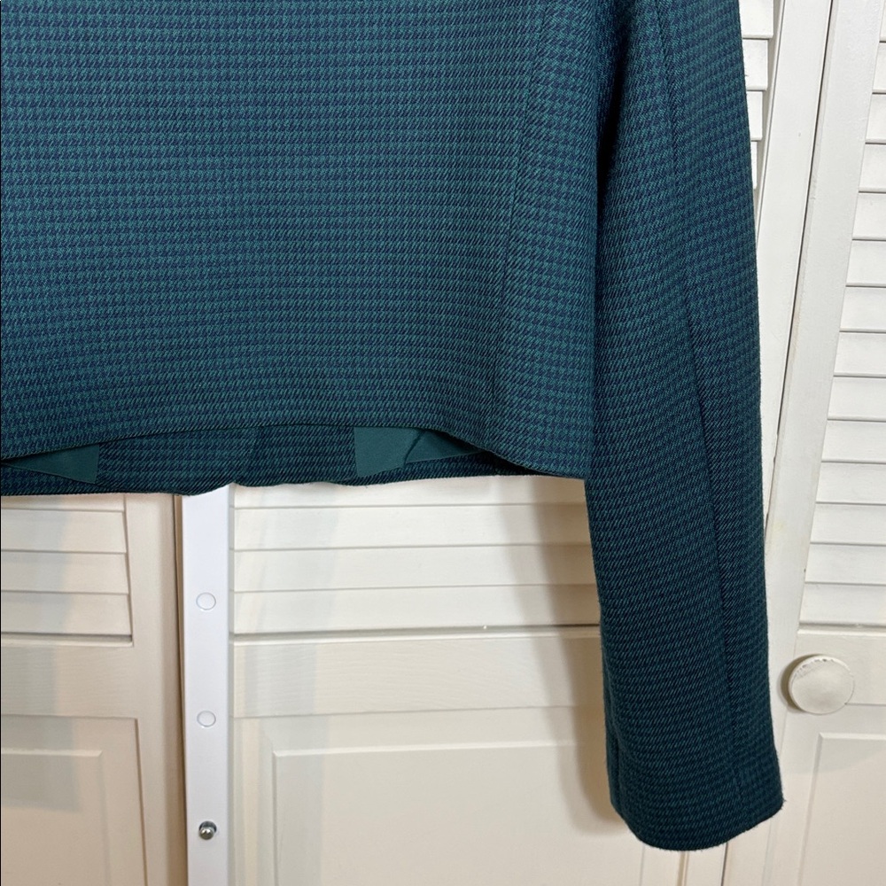 Favorite Daughter Dark Teal Cropped Button Houndstooth Emily Jacket XS - Picture 14 of 16